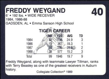 1989 Collegiate Collection Coke Auburn Tigers (580) #40 Freddy Weygand Back