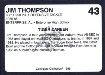 1989 Collegiate Collection Coke Auburn Tigers (580) #43 Jim Thompson Back