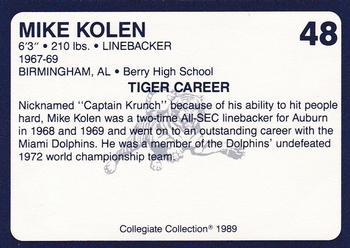 1989 Collegiate Collection Coke Auburn Tigers (580) #48 Mike Kolen Back