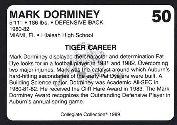 1989 Collegiate Collection Coke Auburn Tigers (580) #50 Mark Dorminey Back