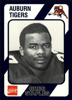 1989 Collegiate Collection Coke Auburn Tigers (580) #51 Greg Staples Front