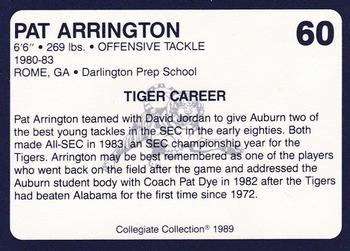 1989 Collegiate Collection Coke Auburn Tigers (580) #60 Pat Arrington Back