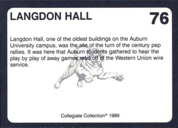 1989 Collegiate Collection Coke Auburn Tigers (580) #76 Langdon Hall Back