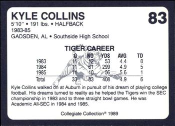 1989 Collegiate Collection Coke Auburn Tigers (580) #83 Kyle Collins Back