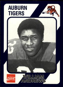 1989 Collegiate Collection Coke Auburn Tigers (580) #87 William Andrews Front