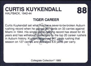 1989 Collegiate Collection Coke Auburn Tigers (580) #88 Curtis Kuykendall Back