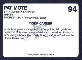 1989 Collegiate Collection Coke Auburn Tigers (580) #94 Pat Mote Back