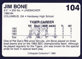 1989 Collegiate Collection Coke Auburn Tigers (580) #104 Jim Bone Back