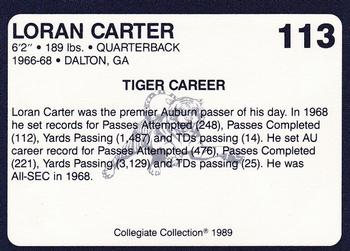 1989 Collegiate Collection Coke Auburn Tigers (580) #113 Loran Carter Back