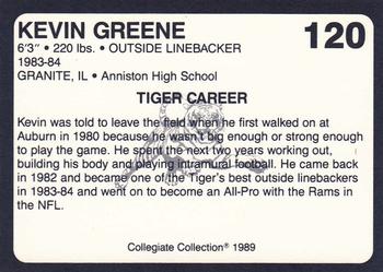 1989 Collegiate Collection Coke Auburn Tigers (580) #120 Kevin Greene Back