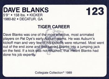 1989 Collegiate Collection Coke Auburn Tigers (580) #123 Dave Blanks Back