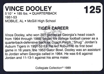 1989 Collegiate Collection Coke Auburn Tigers (580) #125 Vince Dooley Back