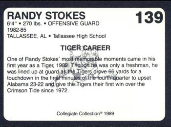 1989 Collegiate Collection Coke Auburn Tigers (580) #139 Randy Stokes Back