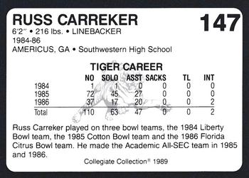 1989 Collegiate Collection Coke Auburn Tigers (580) #147 Russ Carreker Back