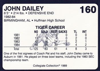 1989 Collegiate Collection Coke Auburn Tigers (580) #160 John Dailey Back