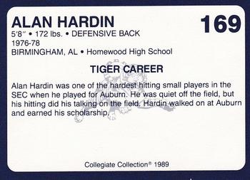 1989 Collegiate Collection Coke Auburn Tigers (580) #169 Alan Hardin Back