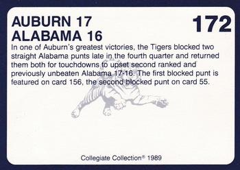 1989 Collegiate Collection Coke Auburn Tigers (580) #172 Auburn 17,  Alabama 16 Back