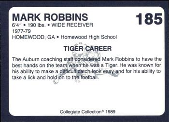 1989 Collegiate Collection Coke Auburn Tigers (580) #185 Mark Robbins Back