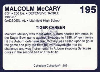 1989 Collegiate Collection Coke Auburn Tigers (580) #195 Malcolm McCary Back