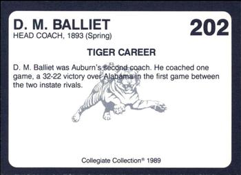 1989 Collegiate Collection Coke Auburn Tigers (580) #202 D.M. Balliet Back
