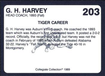 1989 Collegiate Collection Coke Auburn Tigers (580) #203 G.H. Harvey Back