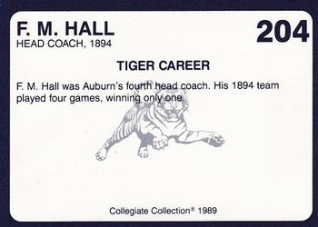 1989 Collegiate Collection Coke Auburn Tigers (580) #204 F.M. Hall Back
