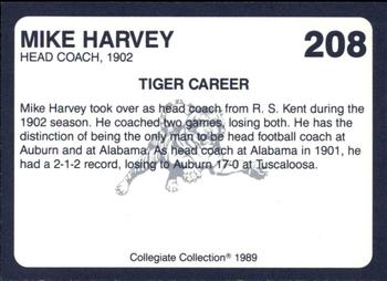 1989 Collegiate Collection Coke Auburn Tigers (580) #208 Mike Harvey Back