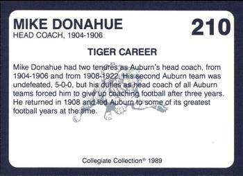 1989 Collegiate Collection Coke Auburn Tigers (580) #210 Mike Donahue Back