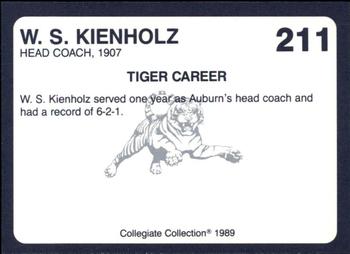 1989 Collegiate Collection Coke Auburn Tigers (580) #211 W.S. Kienholz Back
