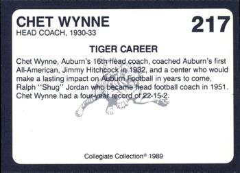 1989 Collegiate Collection Coke Auburn Tigers (580) #217 Chet Wynne Back