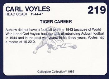 1989 Collegiate Collection Coke Auburn Tigers (580) #219 Carl Voyles Back