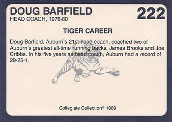 1989 Collegiate Collection Coke Auburn Tigers (580) #222 Doug Barfield Back