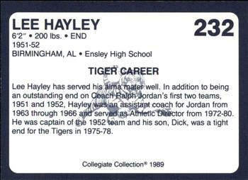 1989 Collegiate Collection Coke Auburn Tigers (580) #232 Lee Hayley Back