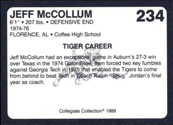 1989 Collegiate Collection Coke Auburn Tigers (580) #234 Jeff McCollum Back