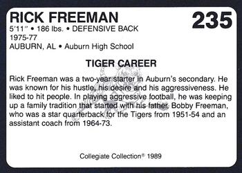 1989 Collegiate Collection Coke Auburn Tigers (580) #235 Rick Freeman Back