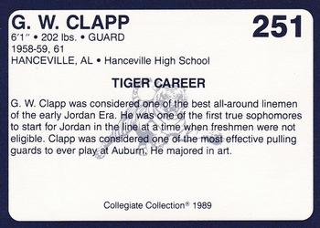 1989 Collegiate Collection Coke Auburn Tigers (580) #251 G.W. Clapp Back