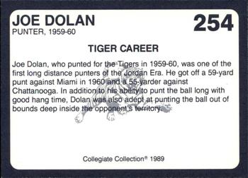 1989 Collegiate Collection Coke Auburn Tigers (580) #254 Joe Dolan Back