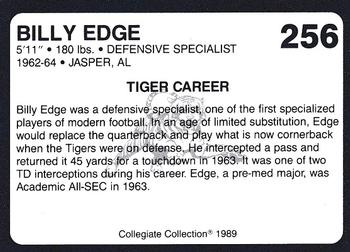 1989 Collegiate Collection Coke Auburn Tigers (580) #256 Billy Edge Back