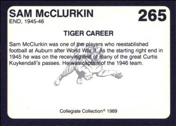 1989 Collegiate Collection Coke Auburn Tigers (580) #265 Sam McClurkin Back