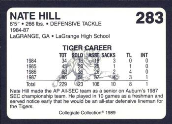1989 Collegiate Collection Coke Auburn Tigers (580) #283 Nate Hill Back