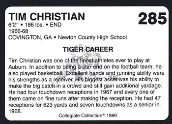 1989 Collegiate Collection Coke Auburn Tigers (580) #285 Tim Christian Back