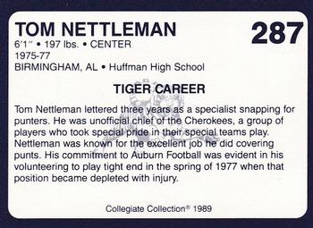1989 Collegiate Collection Coke Auburn Tigers (580) #287 Tom Nettleman Back