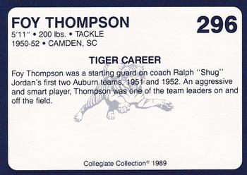 1989 Collegiate Collection Coke Auburn Tigers (580) #296 Foy Thompson Back