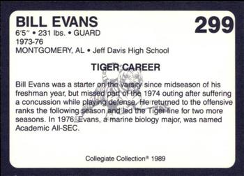 1989 Collegiate Collection Coke Auburn Tigers (580) #299 Bill Evans Back