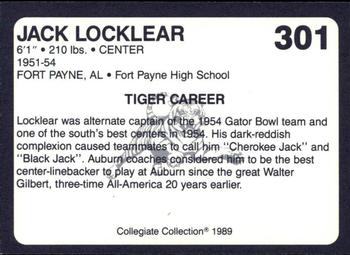 1989 Collegiate Collection Coke Auburn Tigers (580) #301 Jack Locklear Back