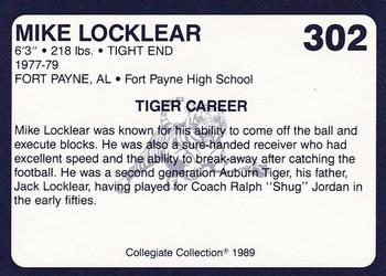 1989 Collegiate Collection Coke Auburn Tigers (580) #302 Mike Locklear Back