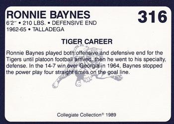 1989 Collegiate Collection Coke Auburn Tigers (580) #316 Ronnie Baynes Back