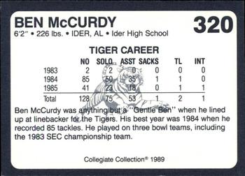 1989 Collegiate Collection Coke Auburn Tigers (580) #320 Ben McCurdy Back
