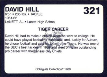 1989 Collegiate Collection Coke Auburn Tigers (580) #321 David Hill Back