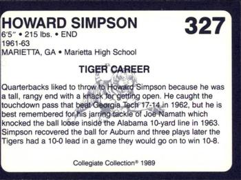 1989 Collegiate Collection Coke Auburn Tigers (580) #327 Howard Simpson Back